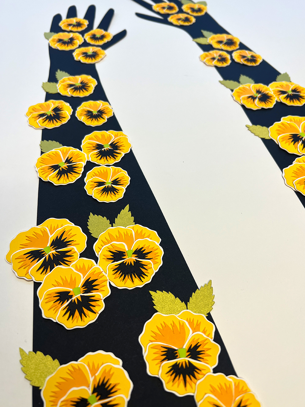 Gardening Gloves III: Yellow Pansies (framed)