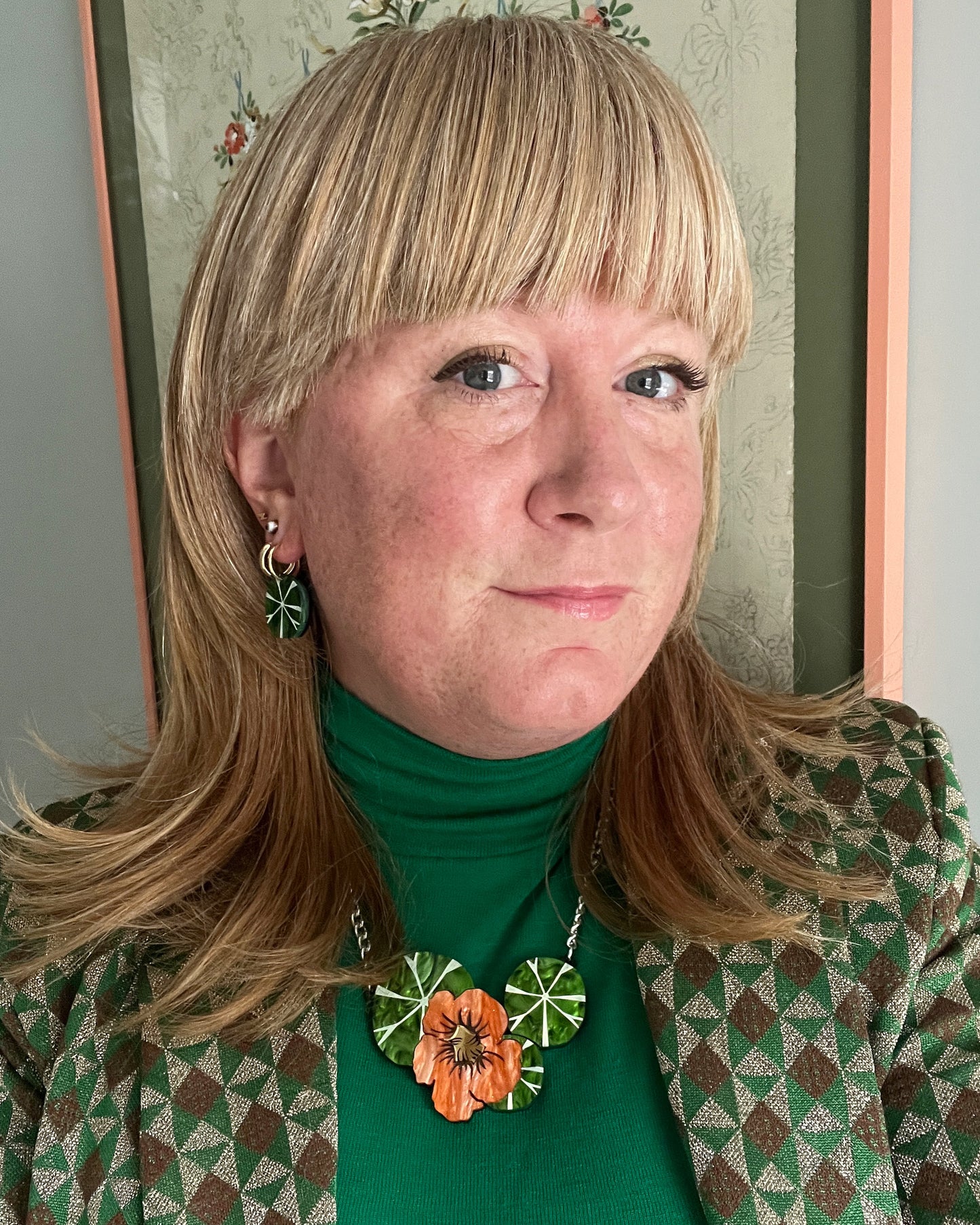 Orange Marble Nasturtium Necklace