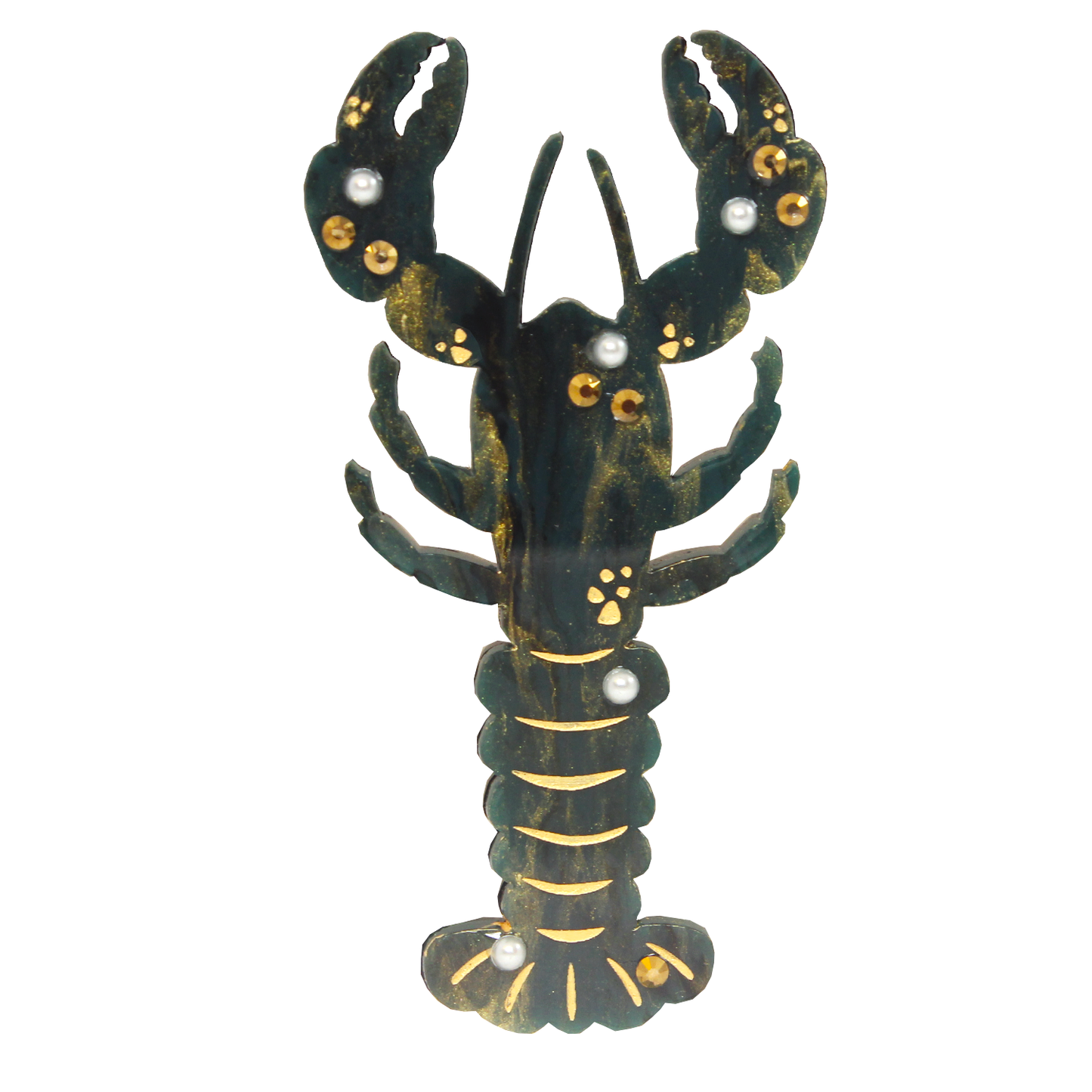Lobster brooch (blue marble)