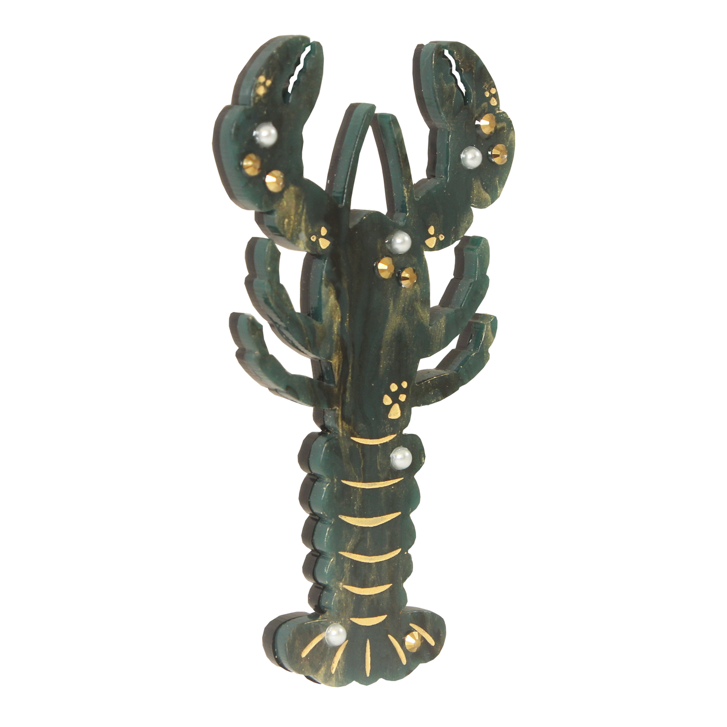 Lobster brooch (blue marble)
