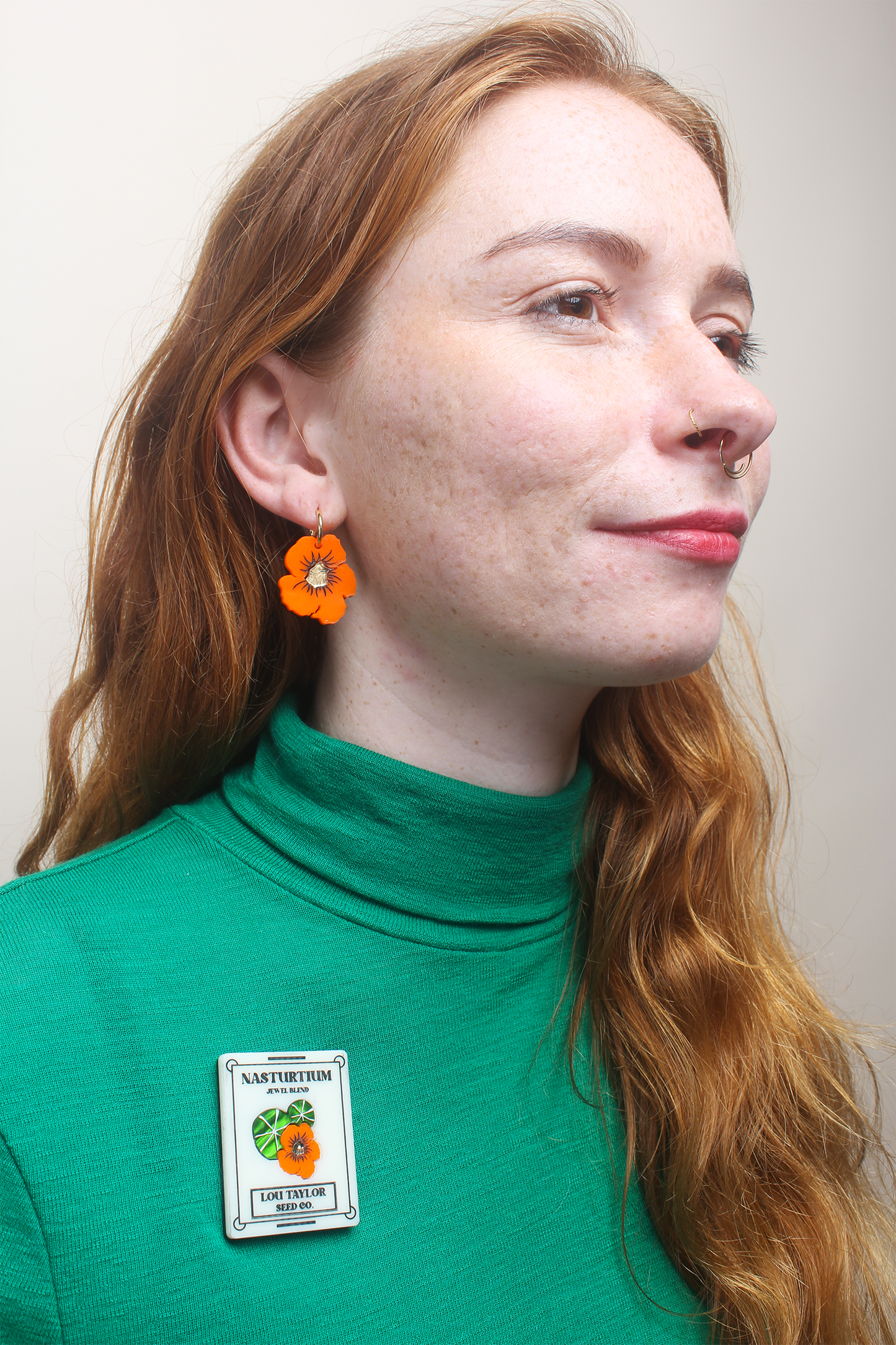 Nasturtium Seed Packet brooch