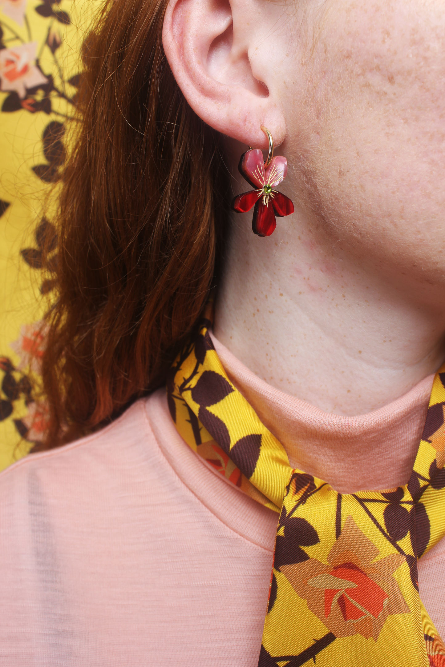 Red/Pink Pelargonium Ear-rings