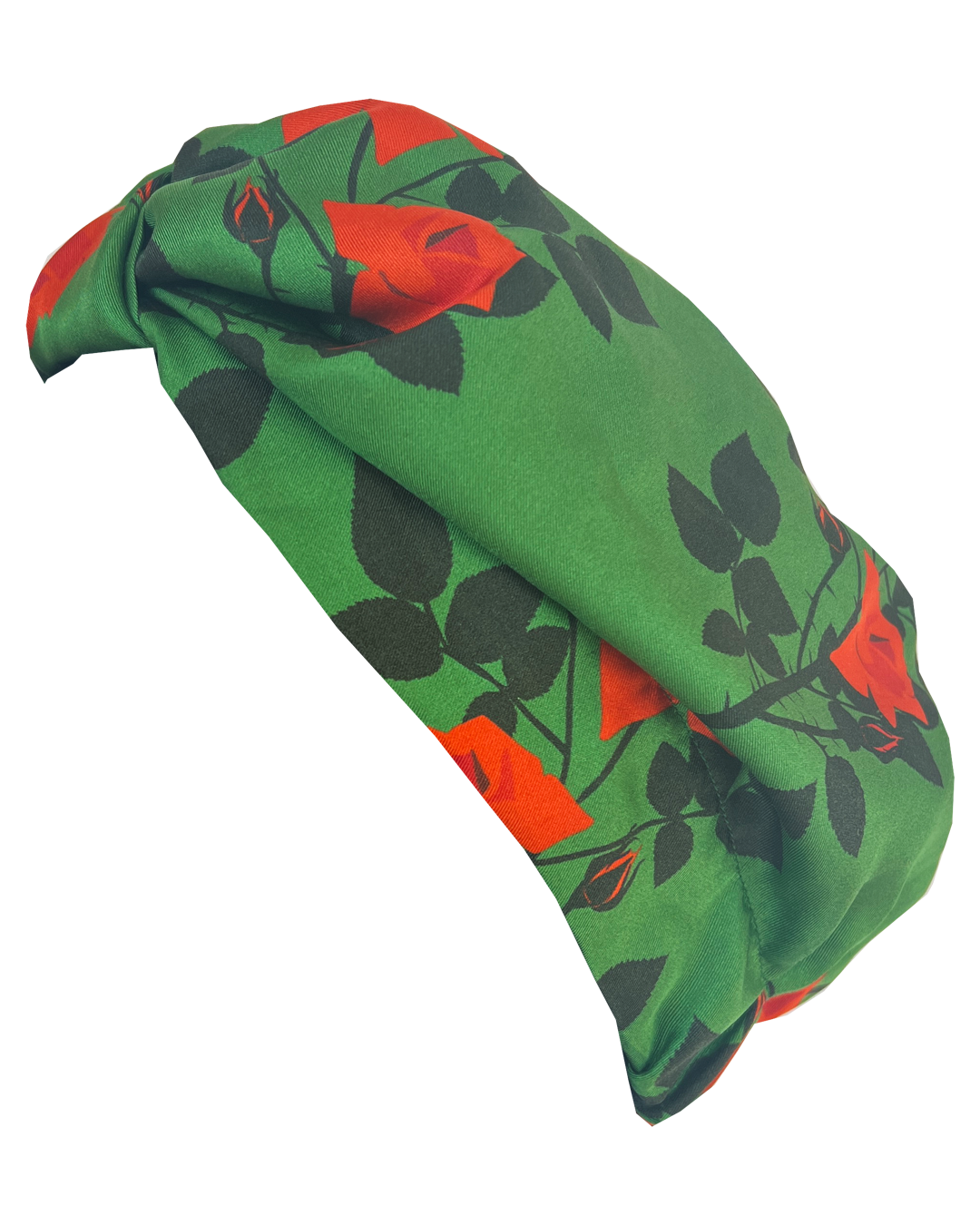 Silk turban - green roses