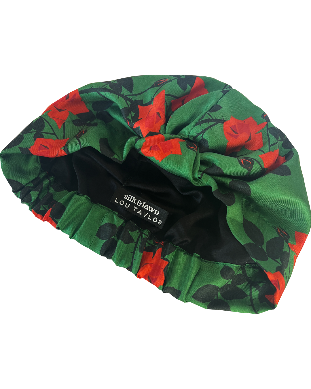 Silk turban - green roses