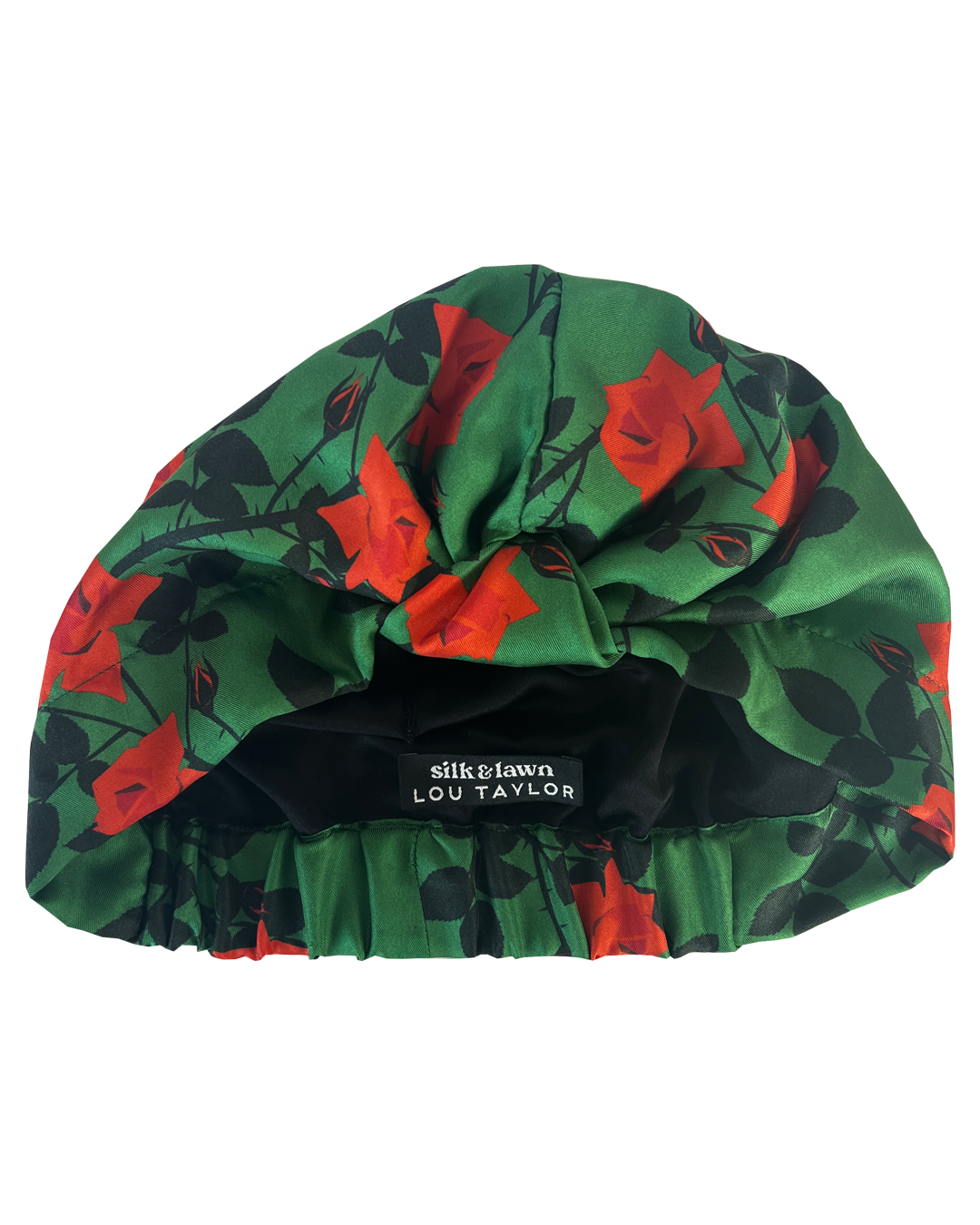 Silk turban - green roses