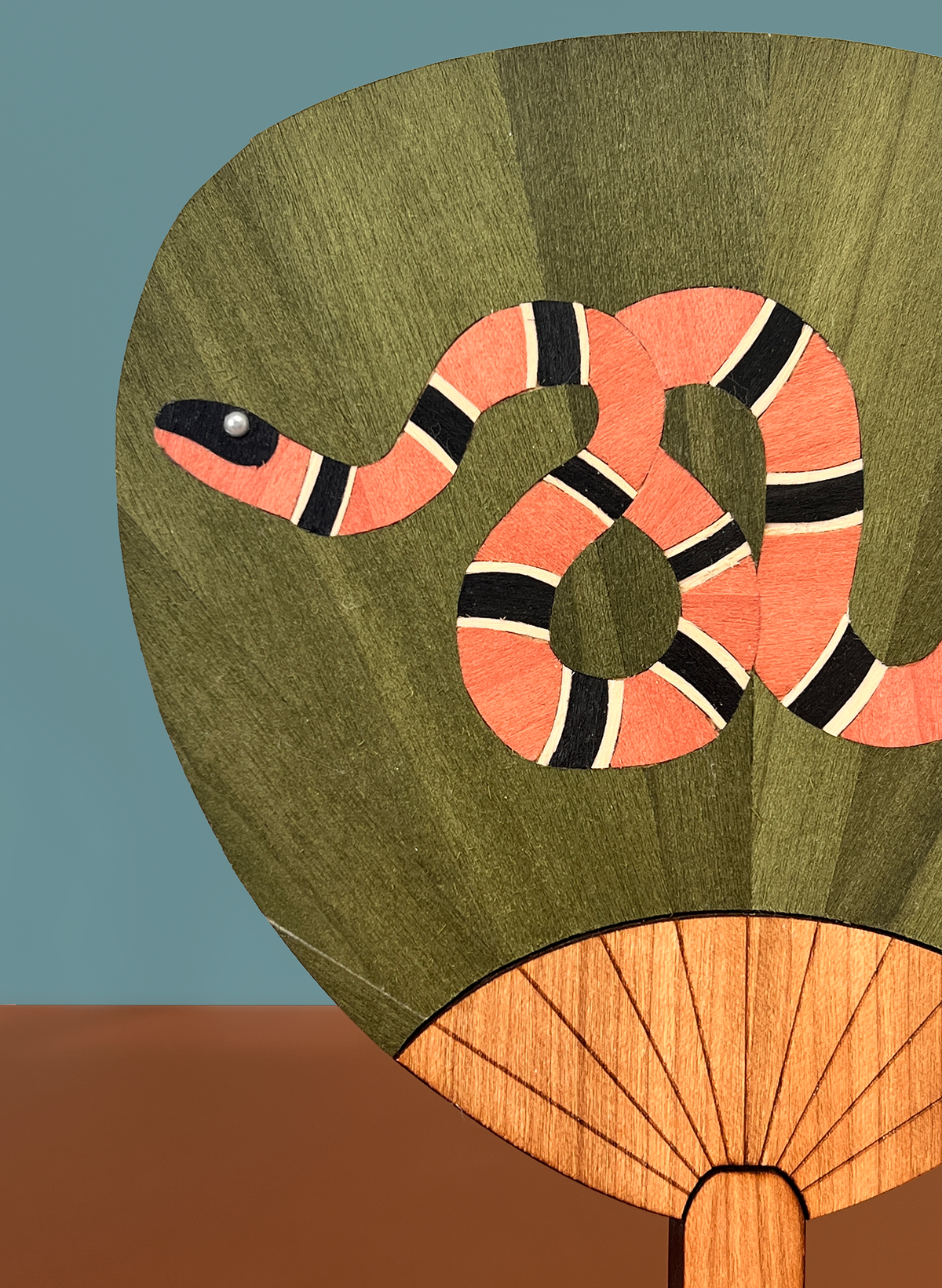 Snake palette fan (green/pink)