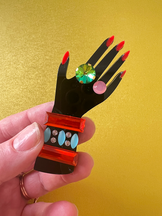 Hand Four - Orange/Turquoise (green ring)