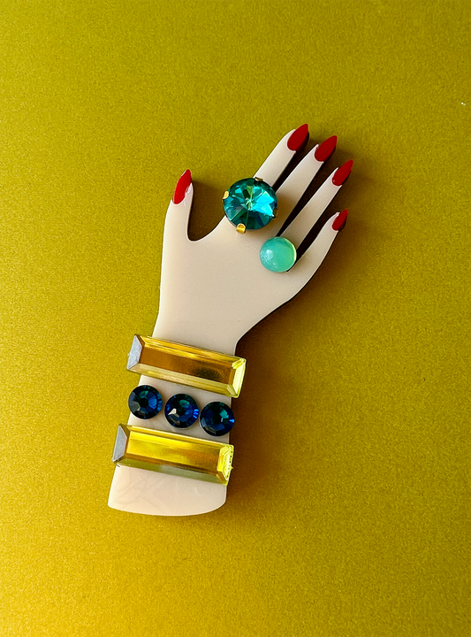 Hand Six - citrine/blue