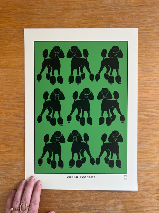 A3 Green Poodles