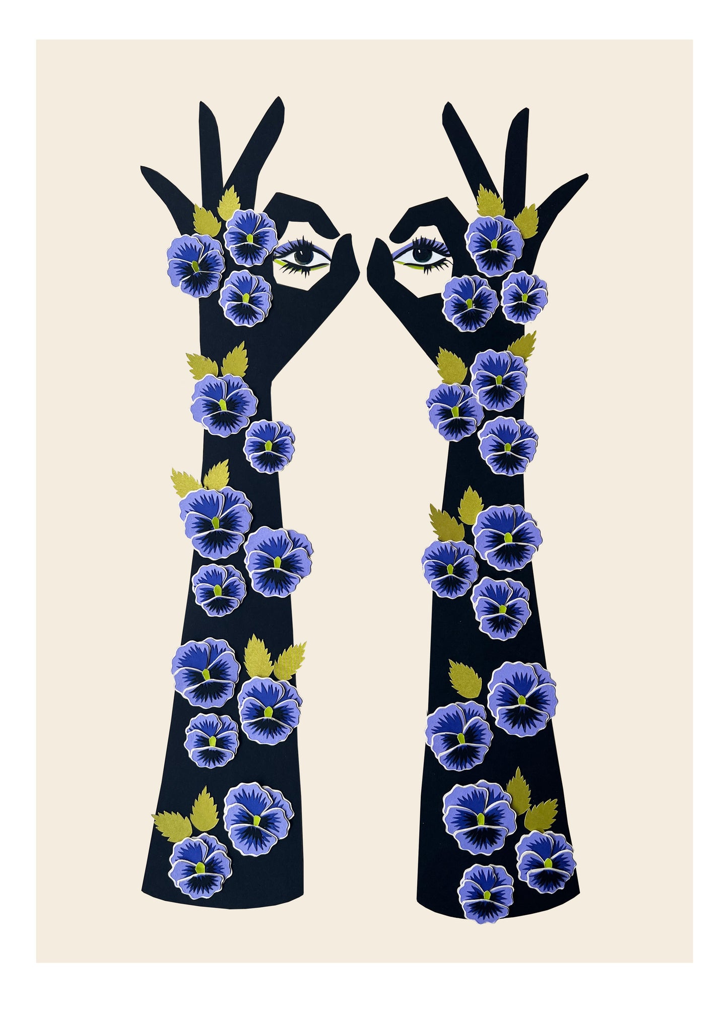 Gardening Gloves II: Purple Pansies (framed)