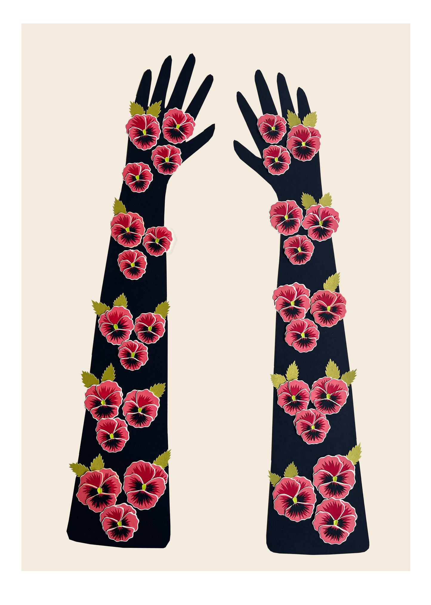 Gardening Gloves I: Pink Pansies (framed)