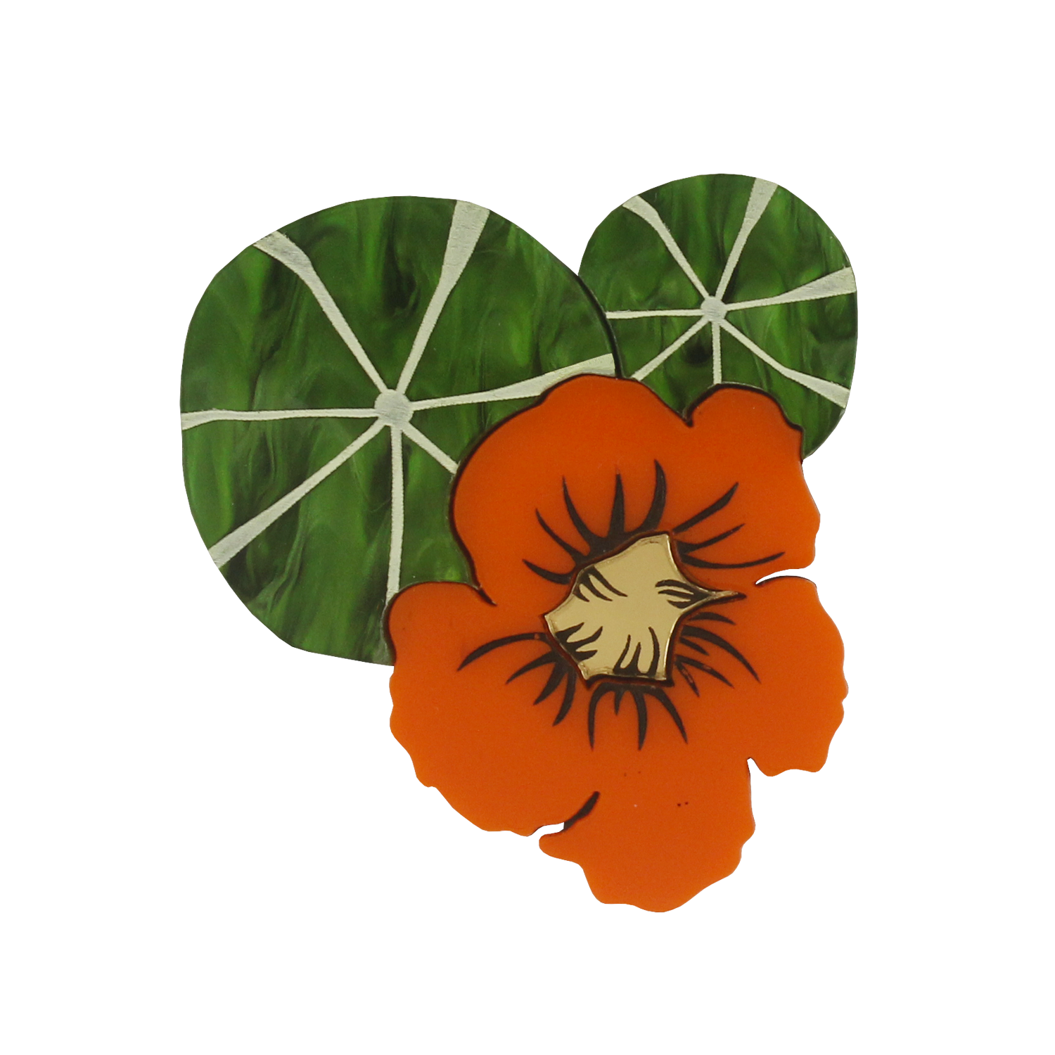 Orange Nasturtium Brooch