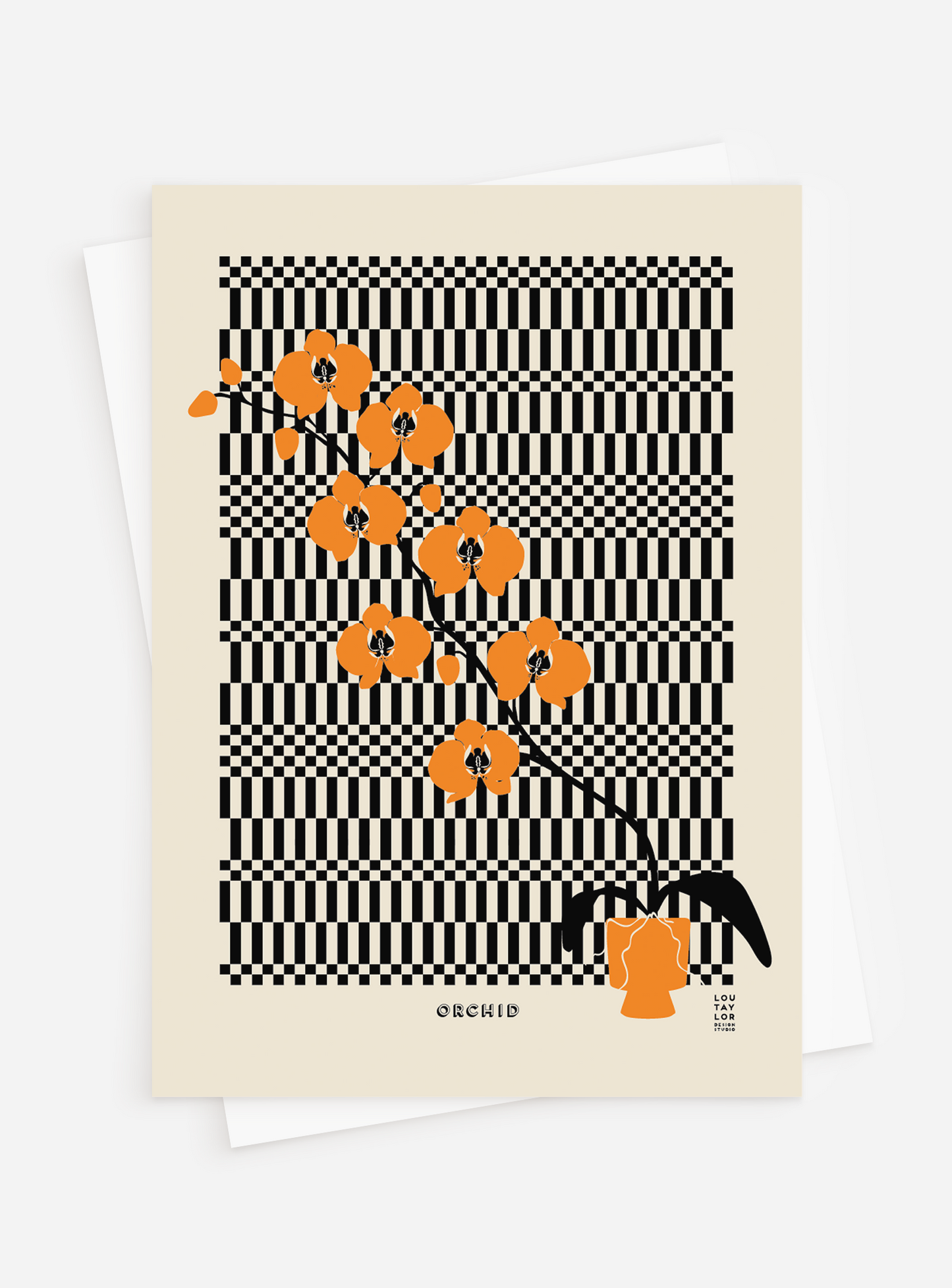 Orange Orchid Greetings Card