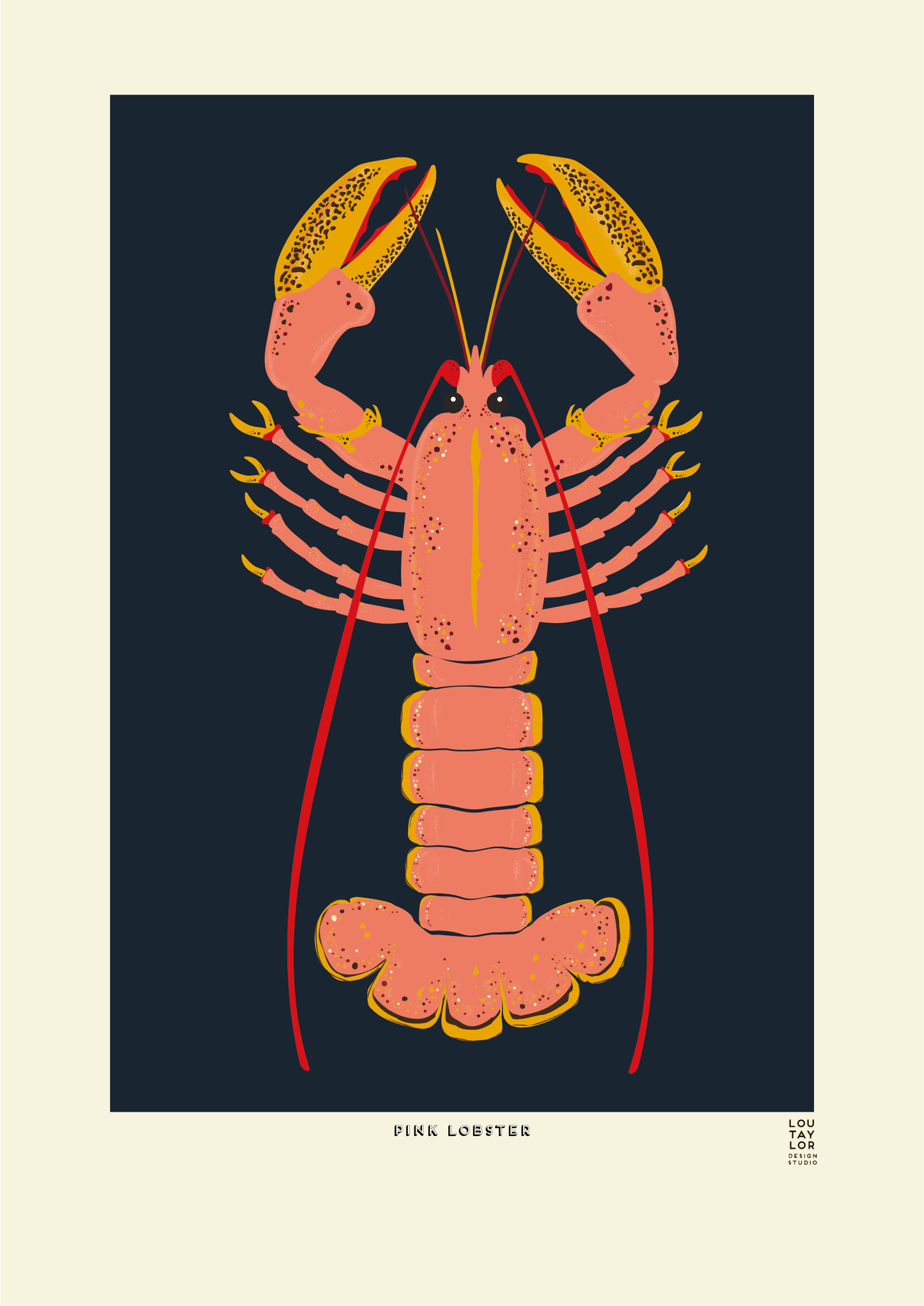 Lobster print (pink on blue)