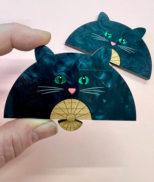 Fan brooch - Prudence (Black Marble)