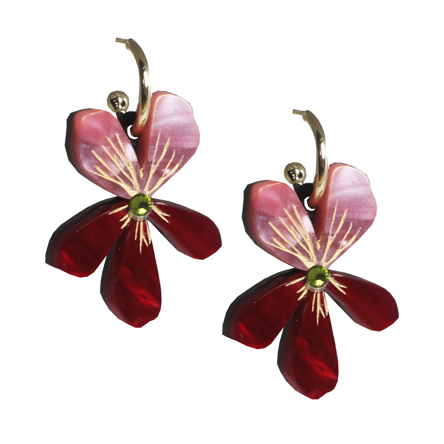 Red/Pink Pelargonium Ear-rings
