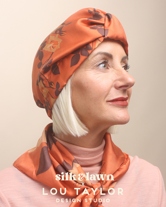 Silk turban - rusty rose
