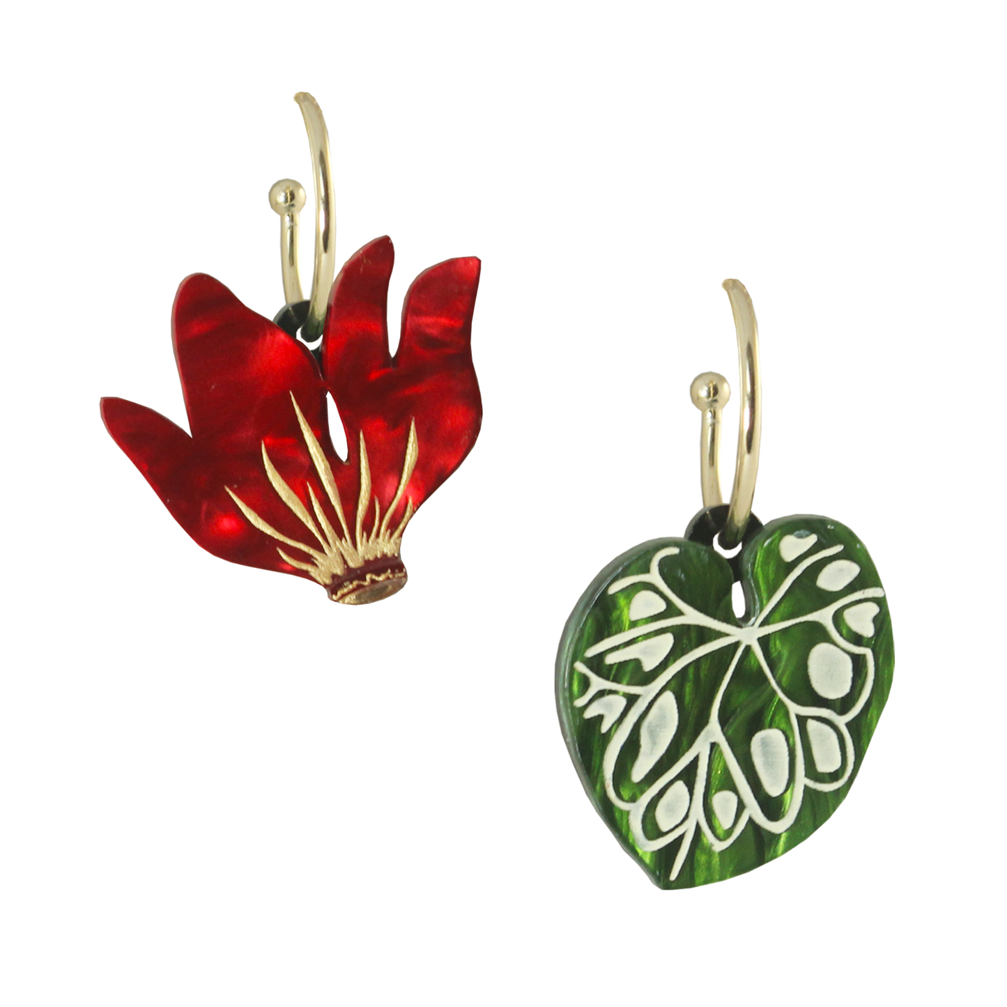 Red cyclamen Ear-rings