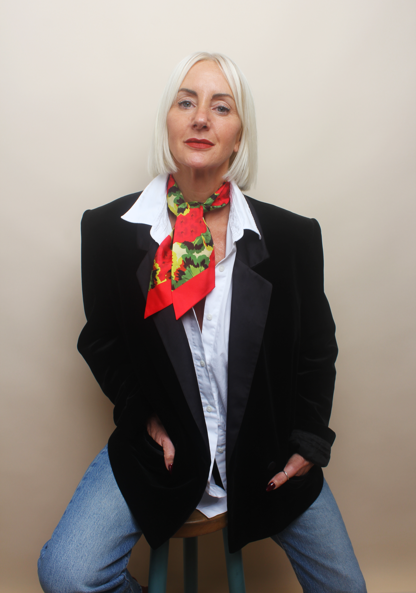 Red Pelargonium Twilly Scarf