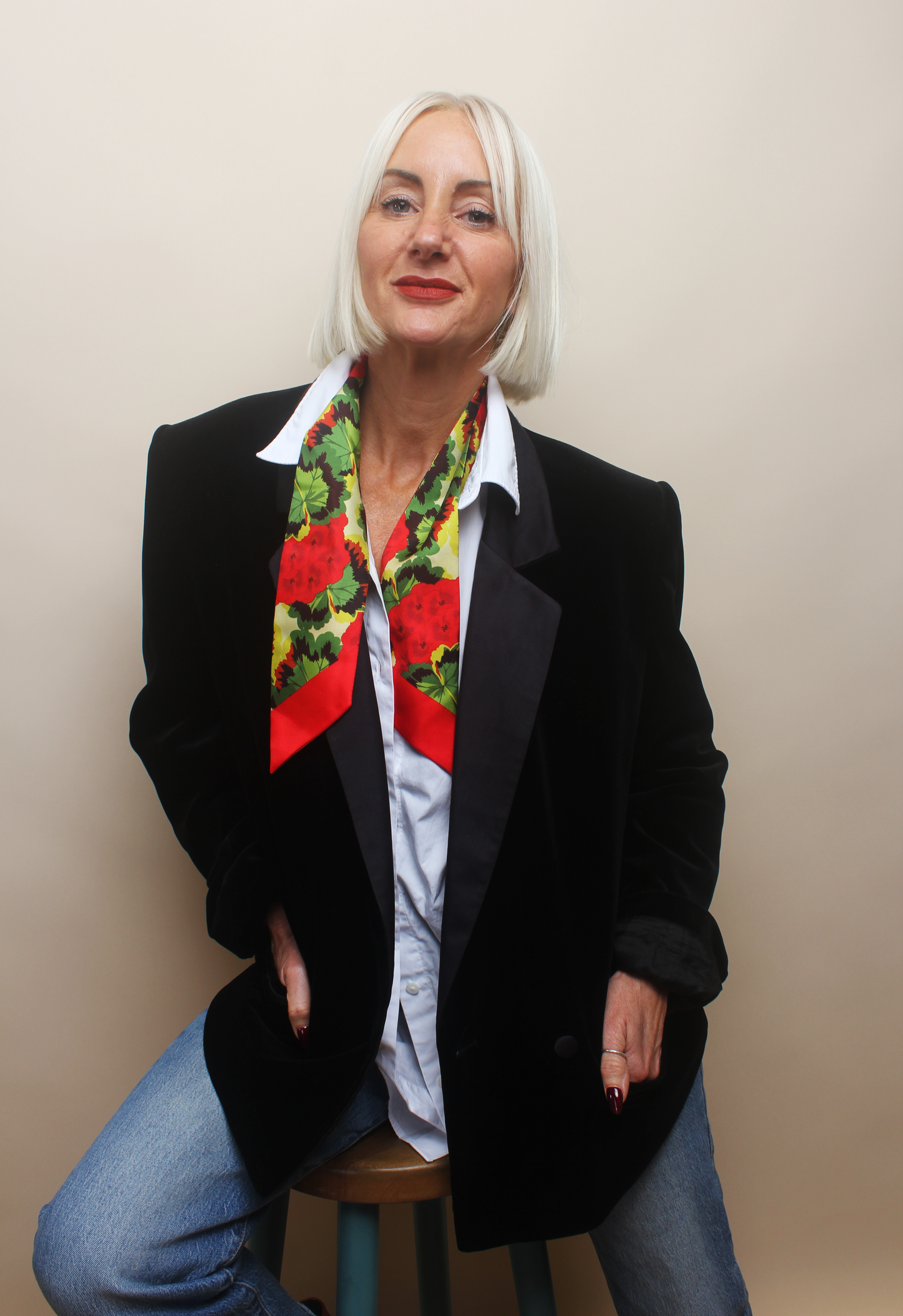 Red Pelargonium Twilly Scarf