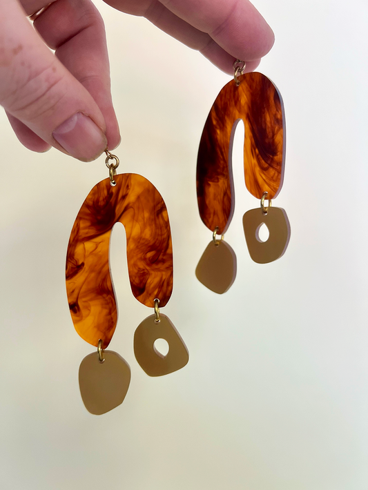 Leopard Print ear-rings - organic/tortoiseshell (large) (sample)