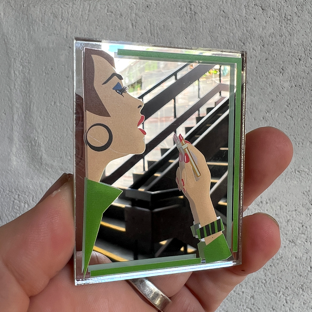 Illustrated Pocket Mirror - Green