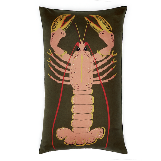Pink lobster on green cushion