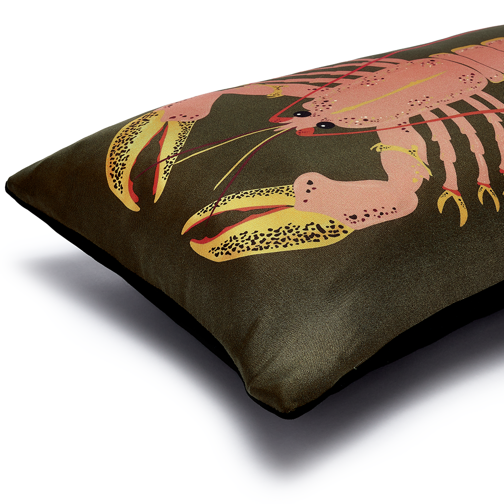 Pink lobster on green cushion