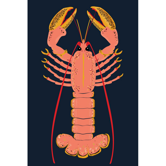 Lobster print (pink on blue)
