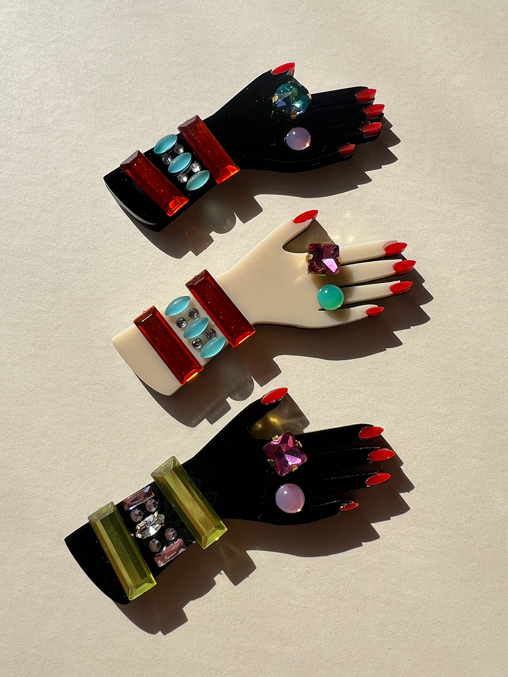 Hand Two - citrine/pink