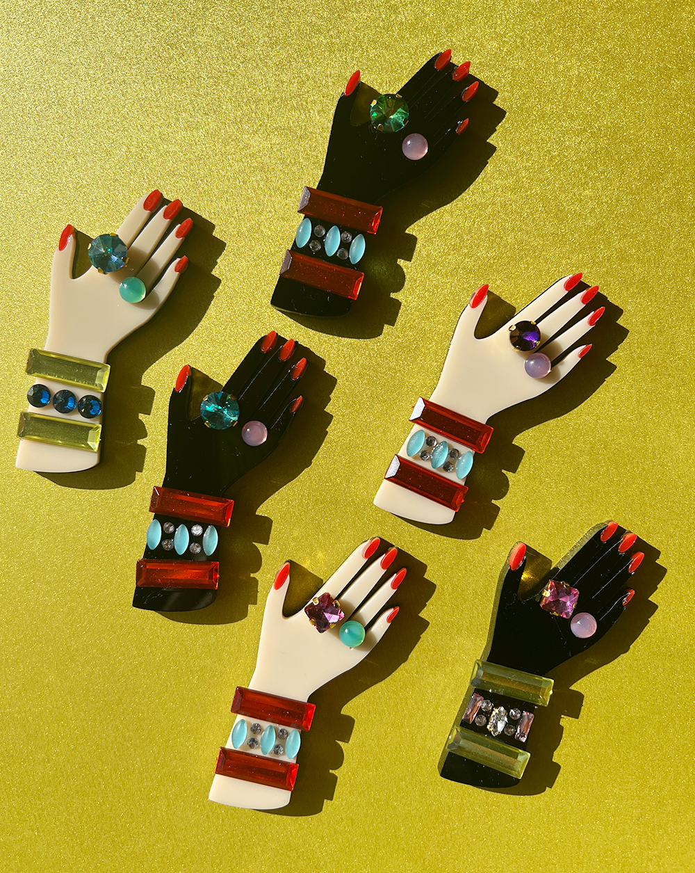 Hand Two - citrine/pink