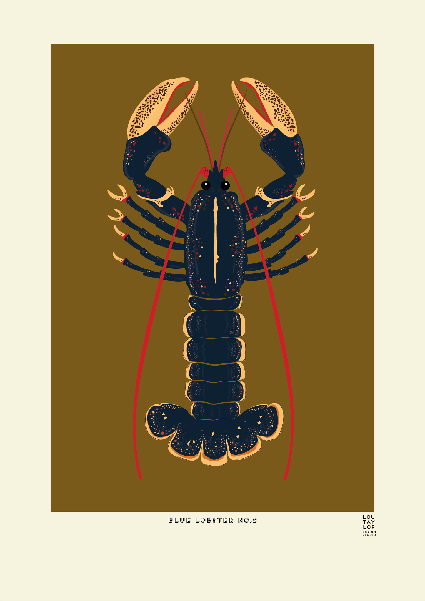 Lobster print (blue on green)