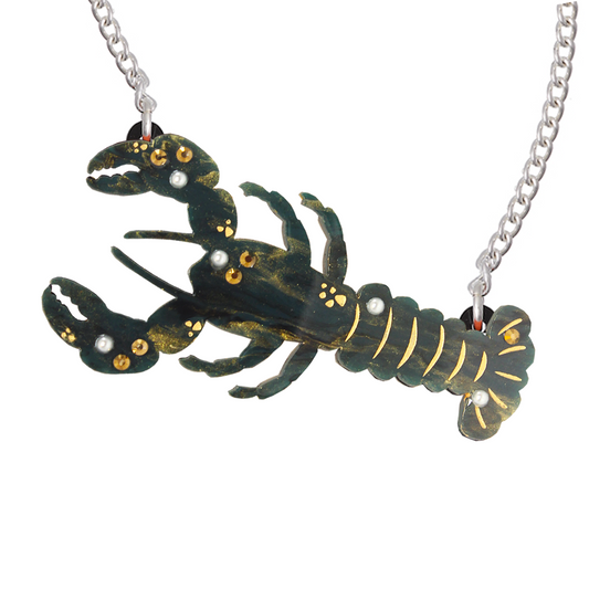 Lobster necklace (blue marble)