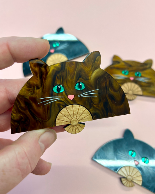 Fan brooch - Coco (Tortoiseshell Marble)