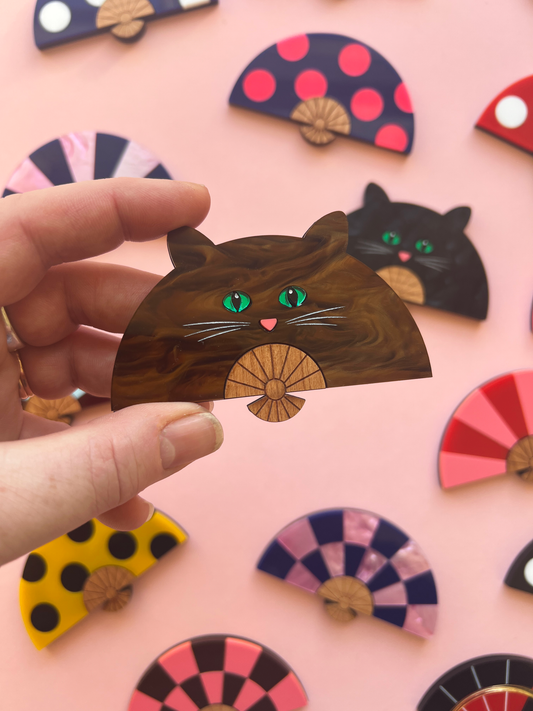 Fan brooch - Coco (Tortoiseshell Marble)