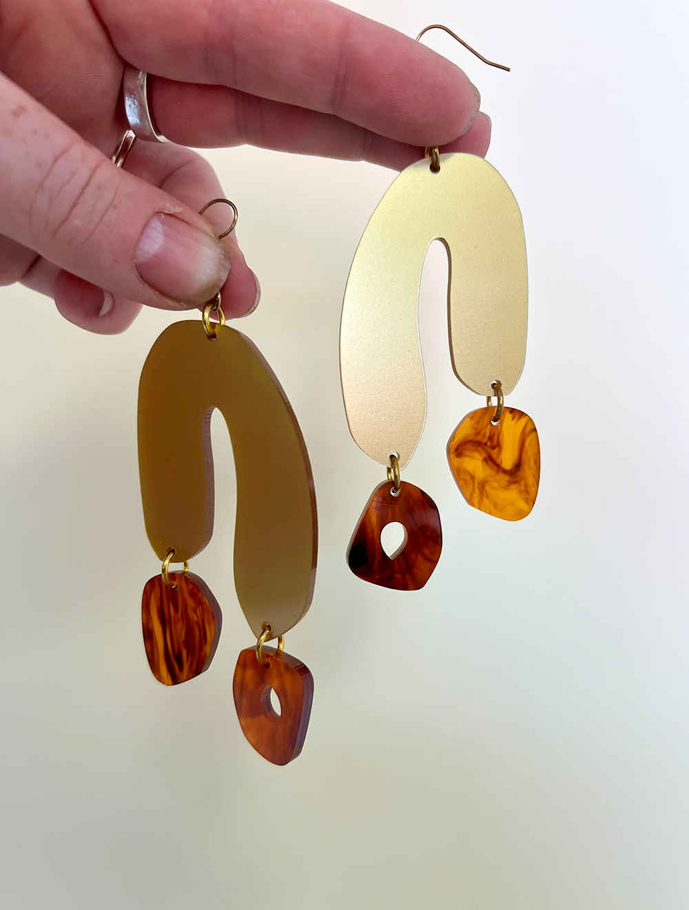 Leopard Print ear-rings - organic/gold (large)  (sample)