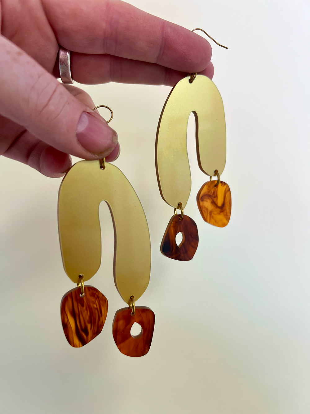 Leopard Print ear-rings - organic/gold (large)  (sample)