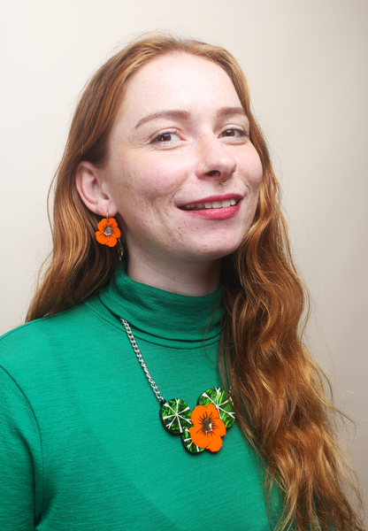 Orange Marble Nasturtium Necklace