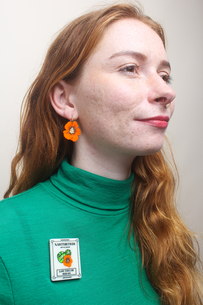 Nasturtium Seed Packet brooch