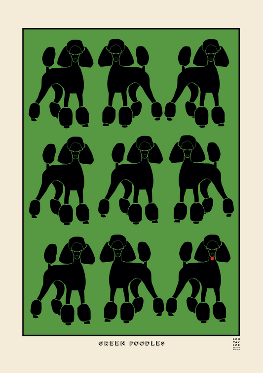 A3 Green Poodles