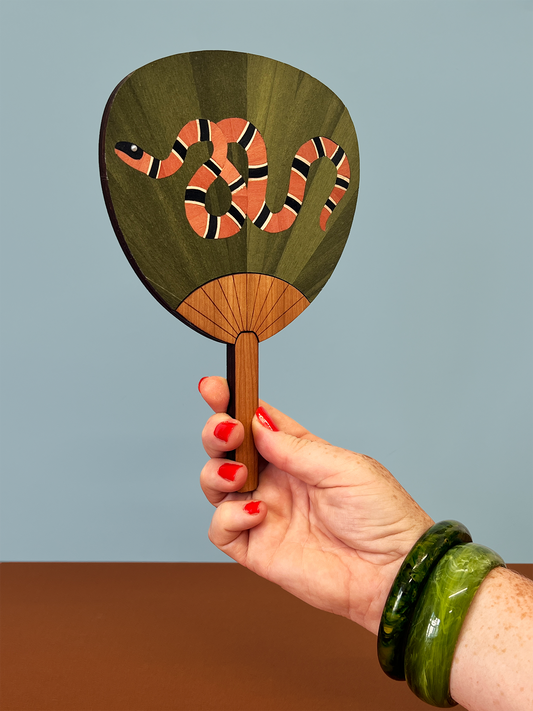 Snake palette fan (green/pink)