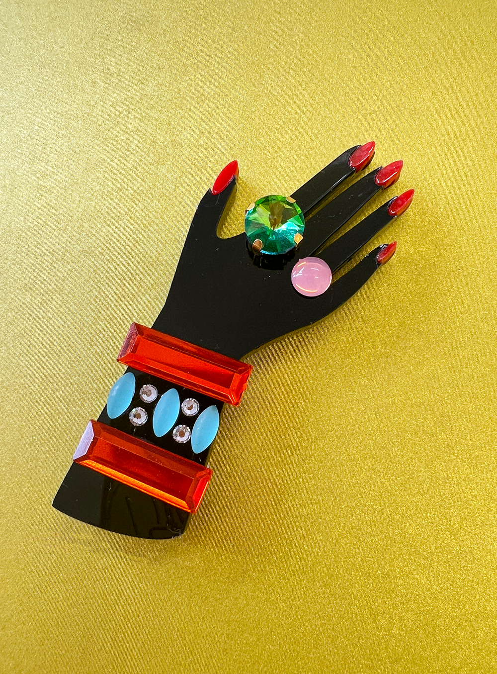 Hand Four - Orange/Turquoise (green ring)