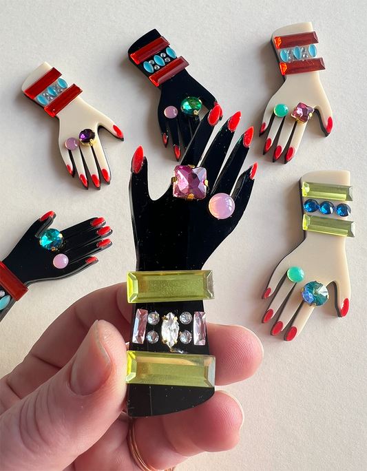 Hand Two - citrine/pink