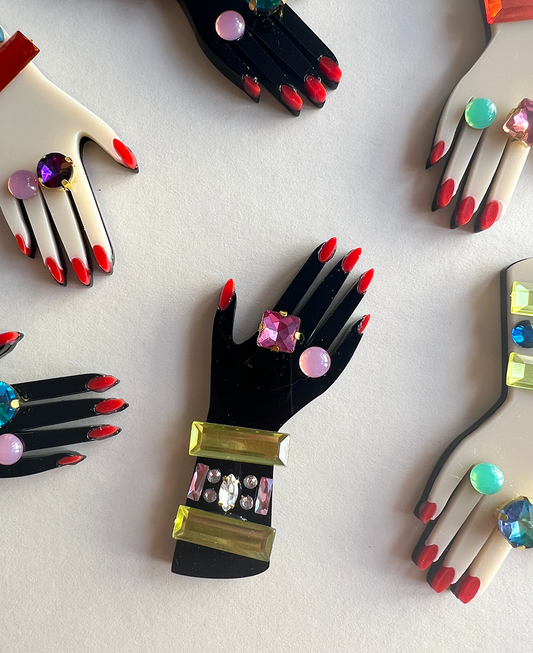 Hand Two - citrine/pink