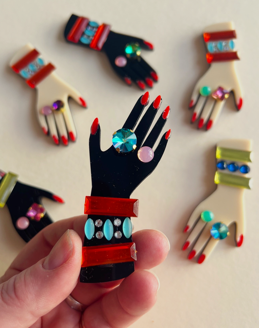 Hand Five - orange/turquoise (blue ring)