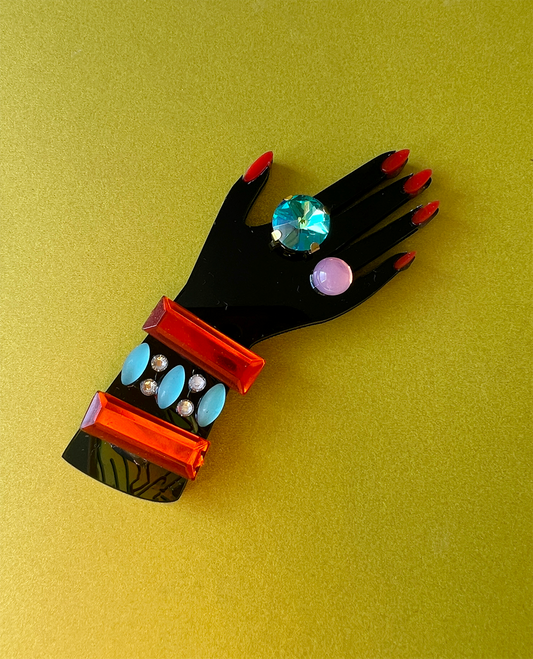 Hand Five - orange/turquoise (blue ring)