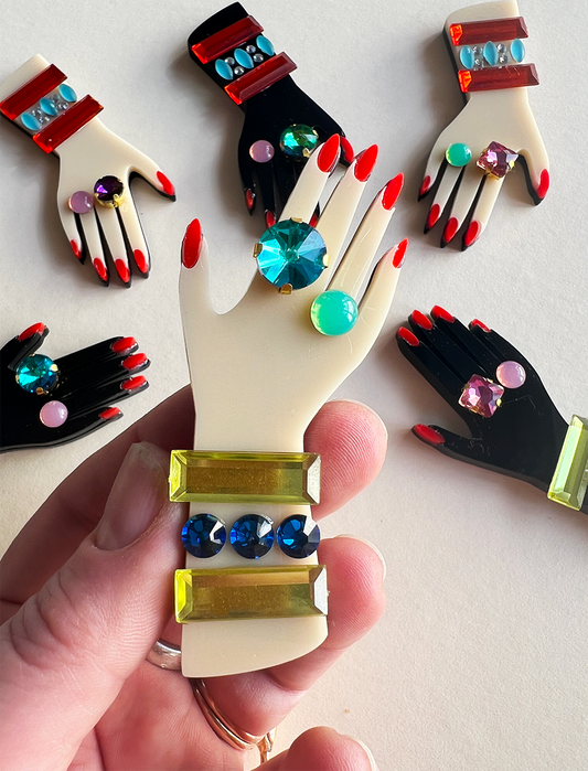 Hand Six - citrine/blue