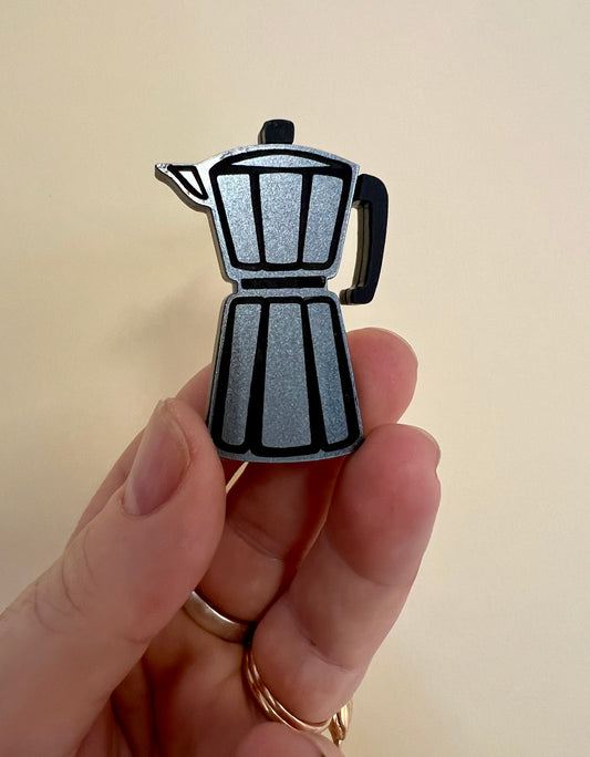 Moka pot brooch