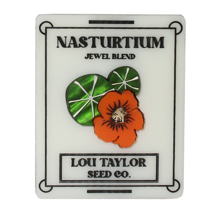 Nasturtium Seed Packet brooch