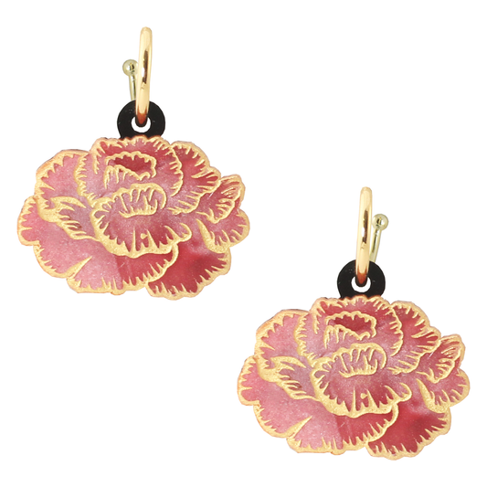 Simple pink carnations ear-rings